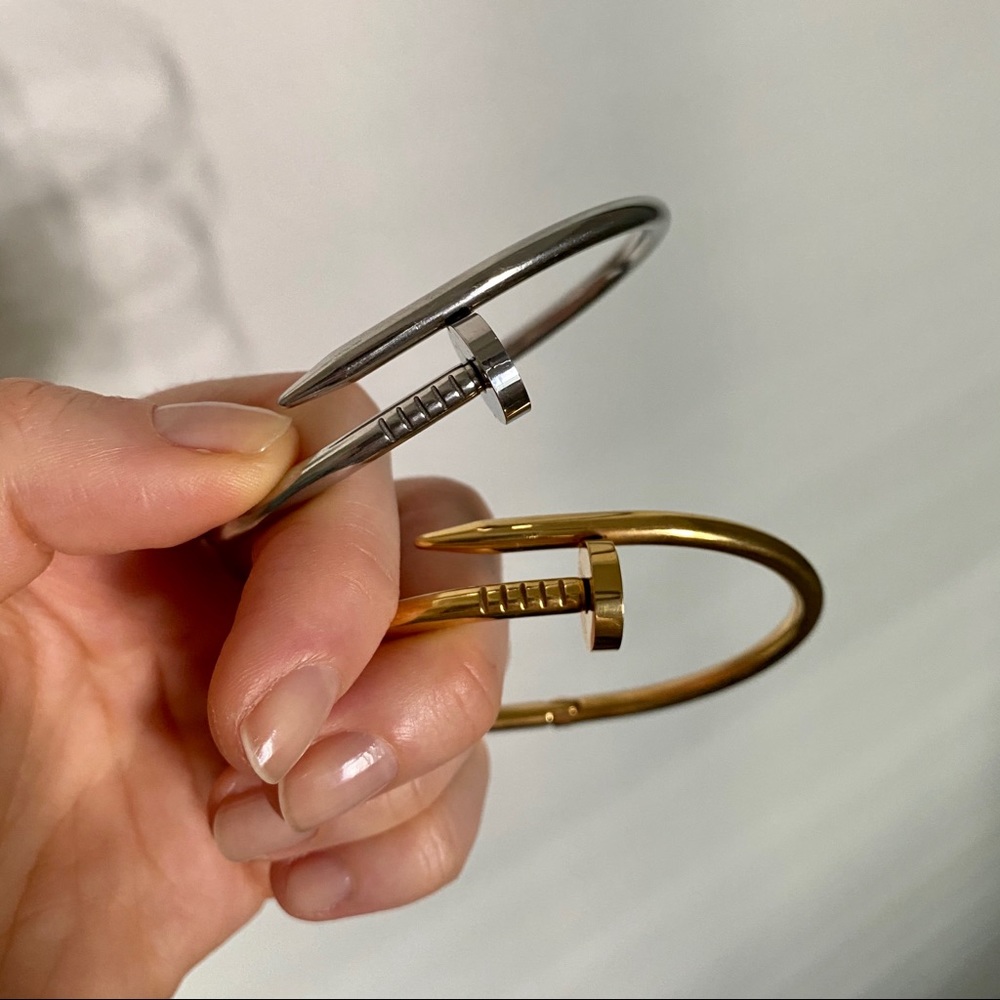 SET of 2 Nail Bangles: Gold&Silver